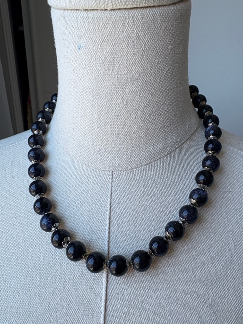 Classic Dark Blue Bead Necklace